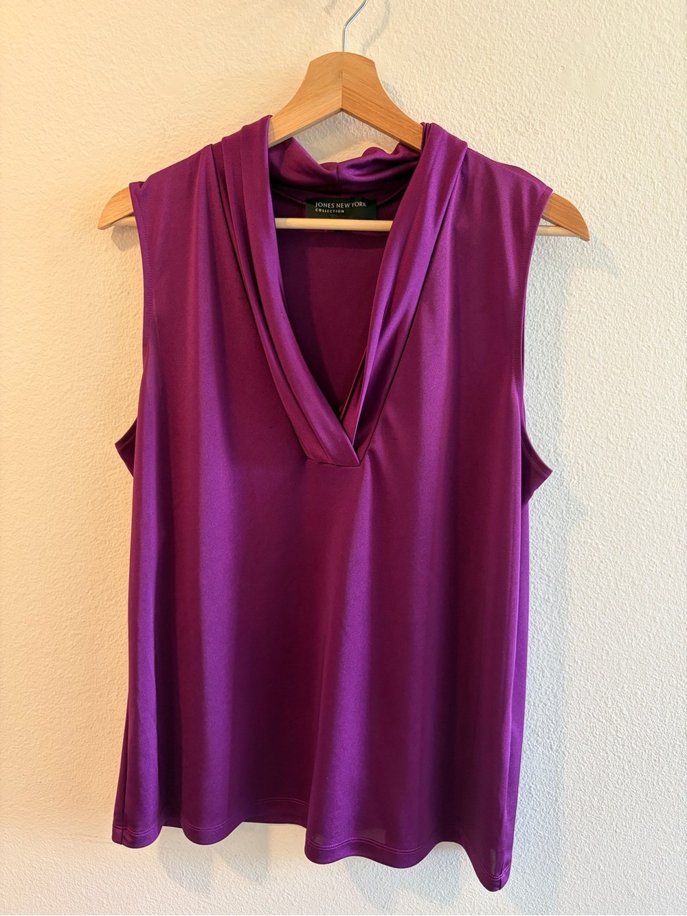 Jones New York Plum Sleeveless Draped V-Neck Camisole